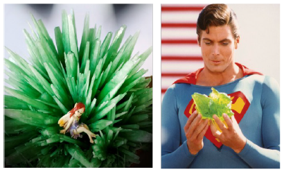 Cristales preparados por alumnos del I.E.S. Manuel Romero (Villanueva de la Concepci&oacute;n, M&aacute;laga) y comparaci&oacute;n con la kryptonita de Superm&aacute;n.