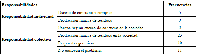 Responsabilidades sobre el problema y razones.