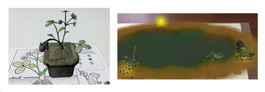 Elementos 3D generados a partir de láminas-marcadores de Quiver
y Chromville Science