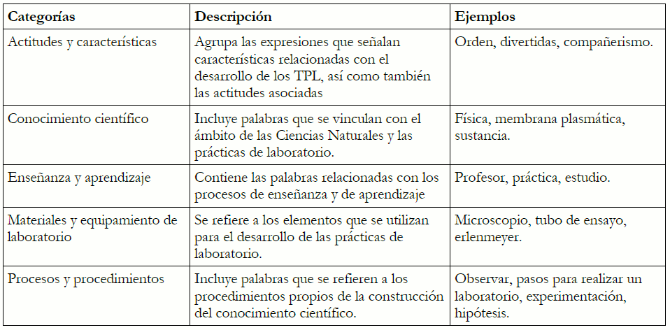 Categor&iacute;as de an&aacute;lisis.