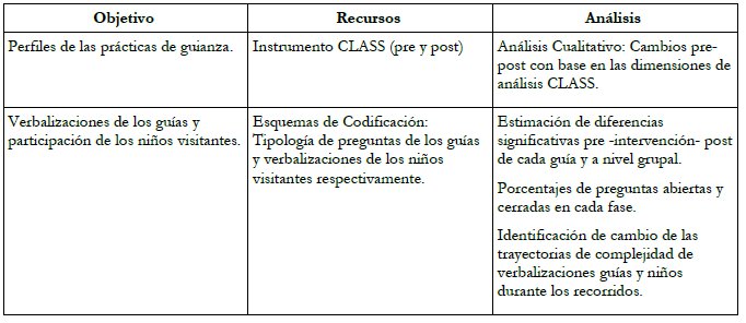 Plan de an&aacute;lisis para cada objetivo del estudio