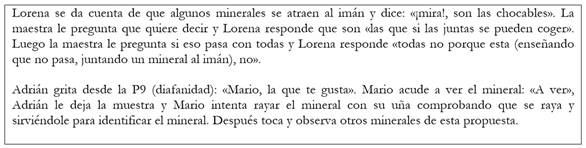 Ejemplo de interacciones con maestra y entre iguales en las que los escolares alcanzan niveles 3.