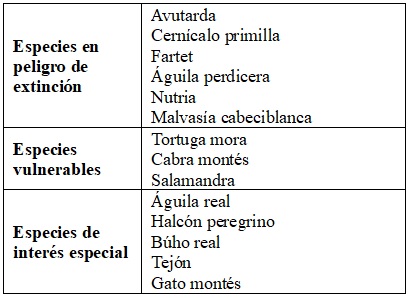Especies de animales sureste ib�rico con alg�n grado de amenaza