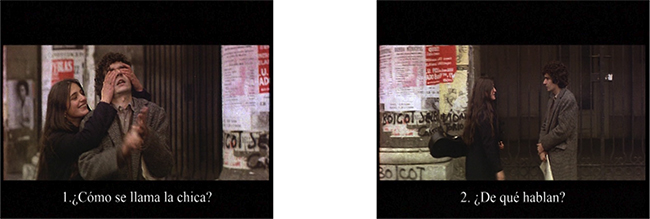 Fotogramas de &Oacute;pera prima con preguntas de comprensi&oacute;n
audiovisual subtituladas.