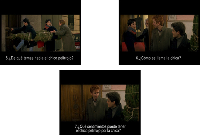 Fotogramas de &Oacute;pera prima y Los peores a&ntilde;os de nuestra vida con preguntas de comprensi&oacute;n audiovisual
subtituladas.