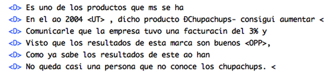  Ejemplo de la
etiqueta  <D> del corpus NN.