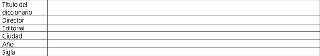 Matriz para el análisis de diccionarios.