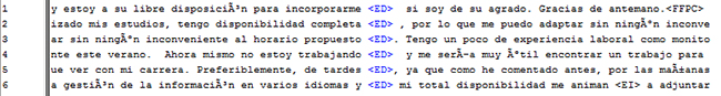 Resultado de la etiqueta  < ED > del grupo Nativos.