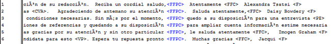 Resultado de la etiqueta < FFPC > del grupo No Nativos.