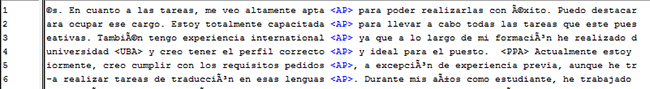 Resultado de la etiqueta  < AP > del grupo Nativos.