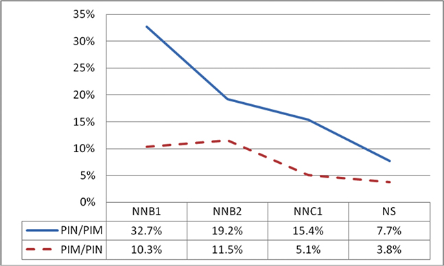 Porcentaje de PIN/PIM y PIM/PIN en realizaciones (N=78).