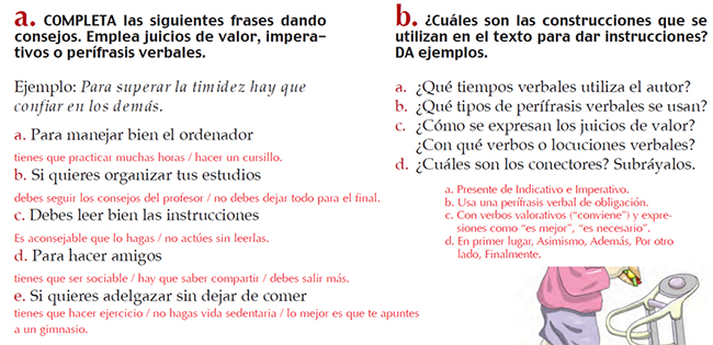 Ejercicios sobre las perífrasis verbales de obligación en Marín, Morales y de Unamuno (2013: 23).
