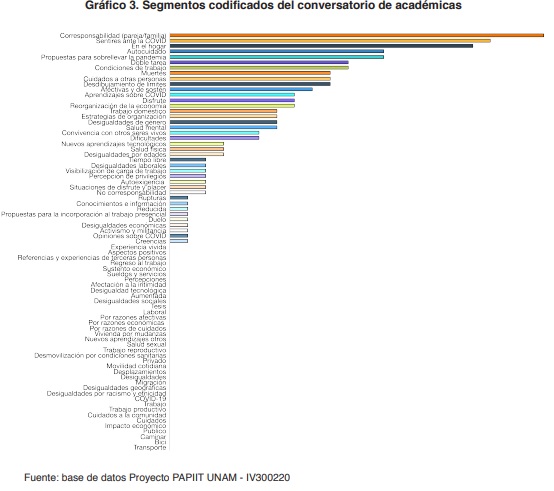 Grfico 3. Segmentos codificados del conversatorio de acadmicas