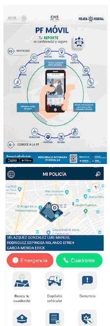 Imagen de la aplicación PF Móvil para celulares. 
