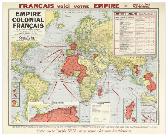 Mapa del imperio colonial francs