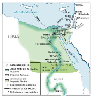 Mapa del imperio antiguo de Egipto