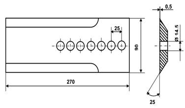 Geometrical characteristics and external dimensions of the BONEM base-cutter blades.