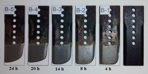 Representation of the base-cutter blades geometry during the wear test.