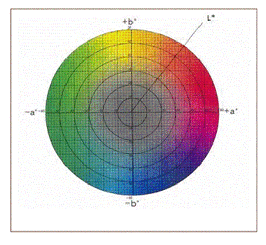 Spectral color diagram (L * a * b *) for fruit analysis.