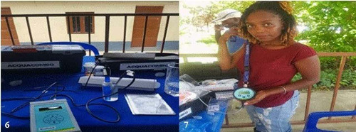 ACQUAcombo kit of water quality analysis for aquaculture from Alfakit used in the evaluation of physical (temperature and transparency) and chemical (dissolved Oxygen, Hydrogen potential and total ammonia) parameters of water quality in Tchissola II farm