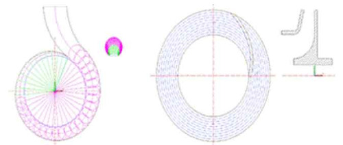 View of the graphical output (2D) of the volute and the impeller of the centrifugal pump.