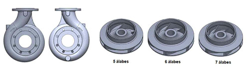 Views of the casing and impeller of the centrifugal pump model BSC 80/200 (130-65).