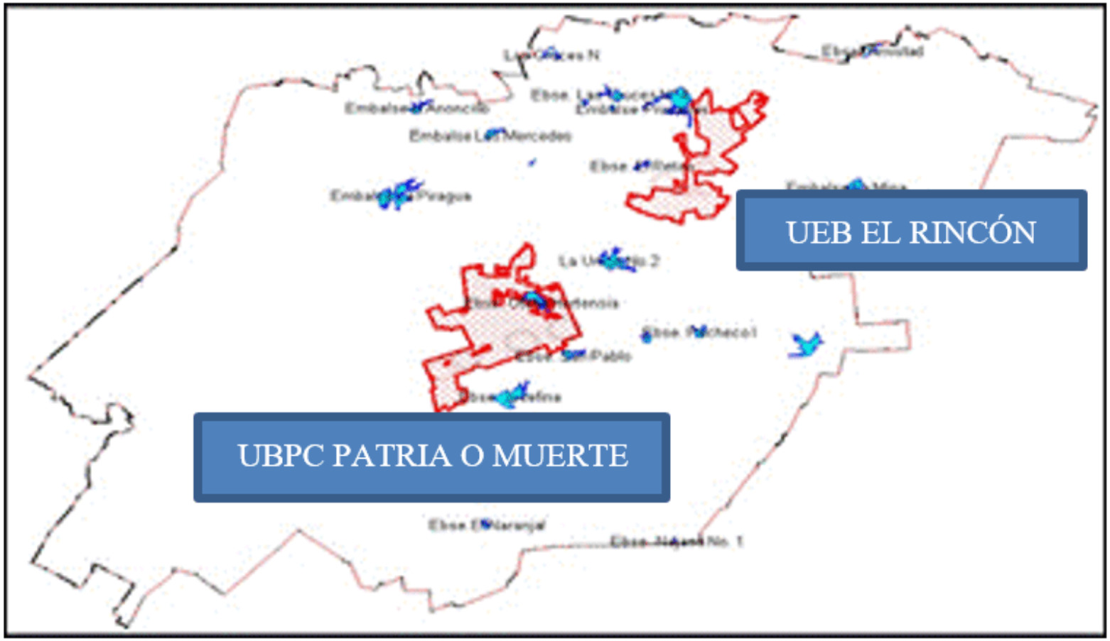 Reservoirs located in the vicinities of the study area.