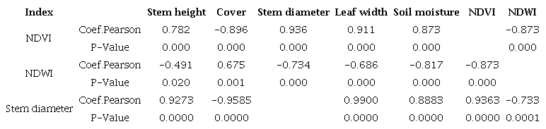 Correlation between variables