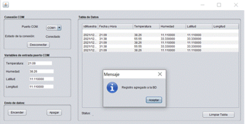 Desktop application in the process of receiving information and safeguarding registration in the Local DataBase. 