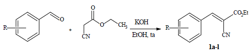 S&iacute;ntesis de derivados de
(E)-2-cianocinnamatos (1a-l)