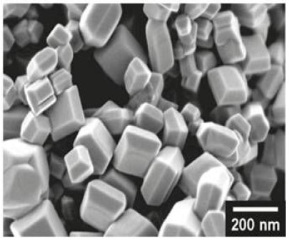 Im&aacute;genes SEM de las part&iacute;culas de TiO2 anatasa deca&eacute;dricas63
