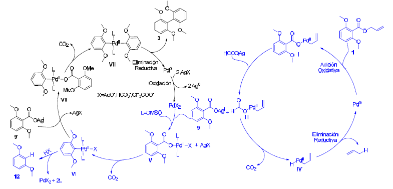 Mecanismo propuesto para la descarboxilaci�n del �ster al�lico 1