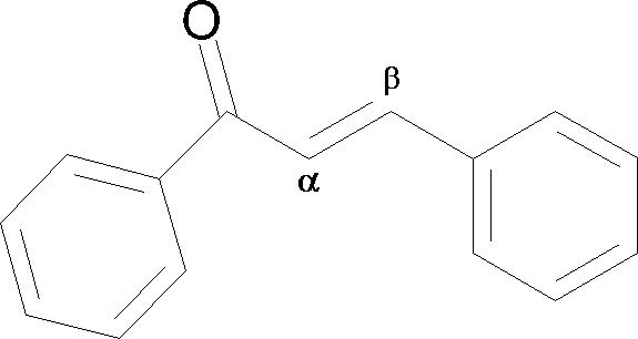 Esqueleto estructural de una chalcona.