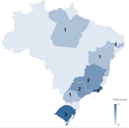 Cursos de licenciatura em Ciências Sociais por estados brasileiros, 1961.