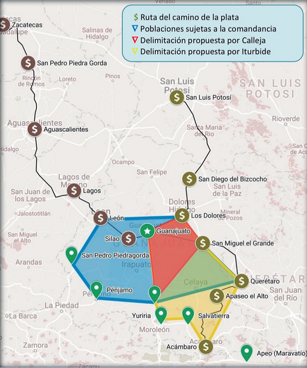 Comandancia de Guanajuato y ruta de la plata (1813)