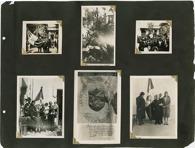 Autor sin identificar, “Familia de José de León Toral con bandera de la Liga”, ca. 1929, en Álbum conmemorativo