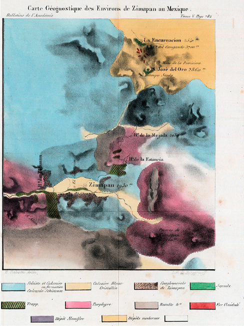 Geognostic map of the Zimapán region by Galeotti (1838a).