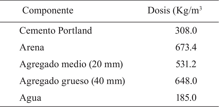 Componentes
en la matriz de concreto, sin fibras.