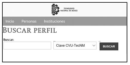  B&uacute;squeda de
perfil con selecci&oacute;n de tipo.