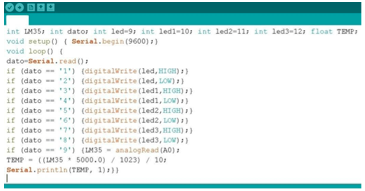 C&oacute;digo Arduino para registrar la temperatura.