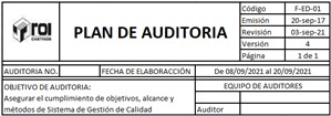 Formato de plan de auditor&iacute;a