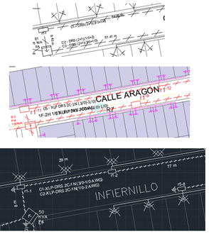 Línea de baja tensión subterránea.
