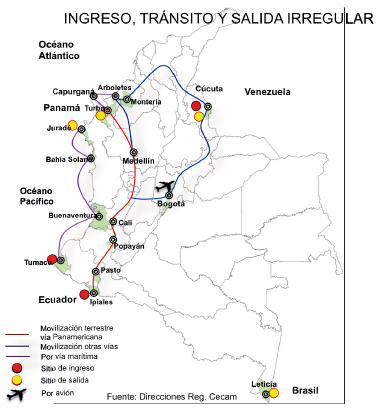 Ingreso, tránsito y salida irregular de Colombia