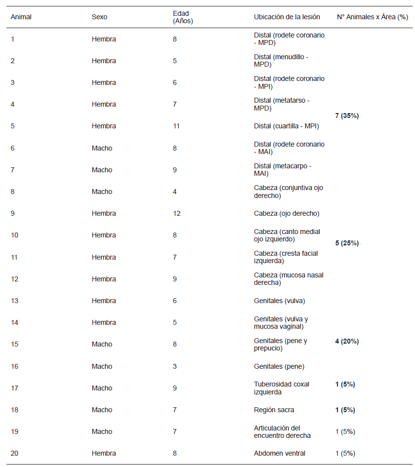 DISTRIBUCI&Oacute;N SEG&Uacute;N SEXO, EDAD Y UBICACI&Oacute;N
DE LA HCE EN 20 CABALLOS CC DEL DEPARTAMENTO DE C&Oacute;RDOBA, COLOMBIA