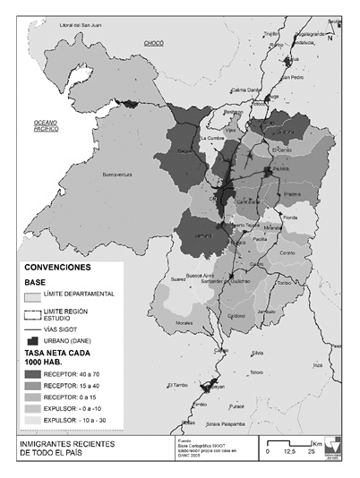 Municipios expulsores y receptores - Migrantes recientes de todo el pa&iacute;s