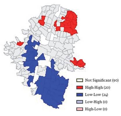 Mapa LISA de la tasa de informalidad