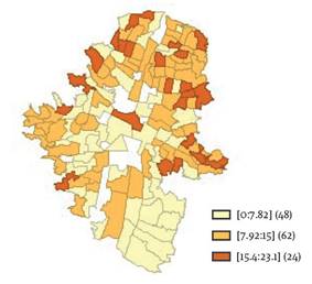 Distribuci&oacute;n espacial de la tasa de desempleo