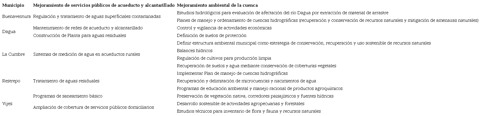 Estrategias de gestión individual en POTs, cuenca del río Dagua
