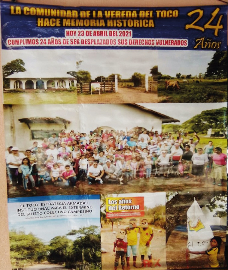 Conmemoraci&oacute;n 20 a&ntilde;os del desplazamiento forzado de parceleros de El Toco, Cesar
