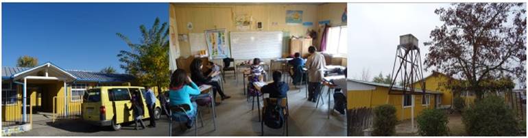 Escuelas del microcentro Arboleda, mayo de 2015. De izquierda a derecha: El Membrillo, El Quillay y El Litre.